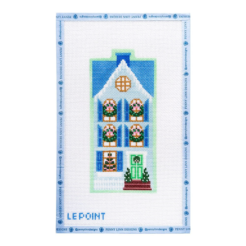 Christmas Village Blue Row House | Penny Linn Designs