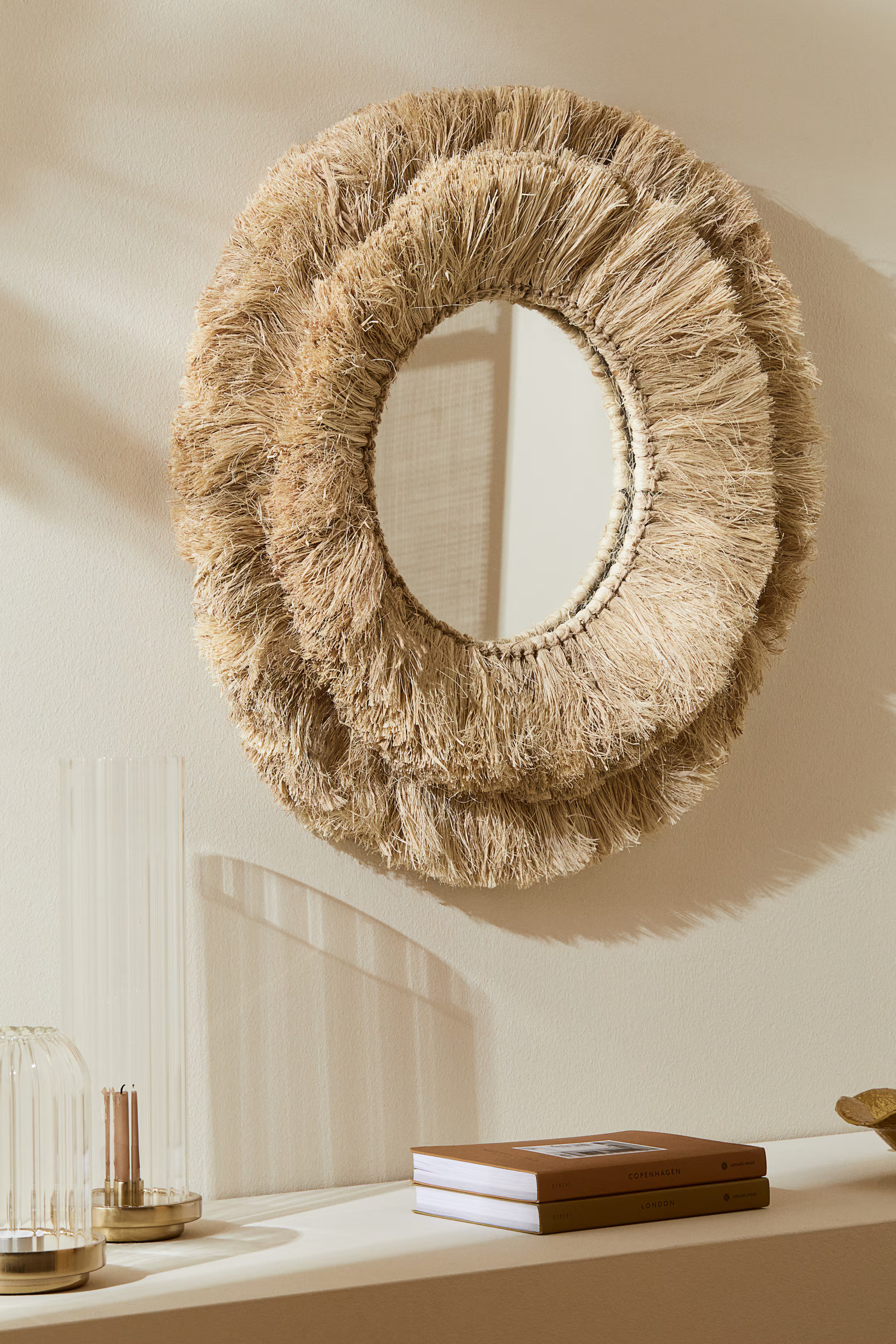Large Mirror with a Straw Frame | H&M (US + CA)