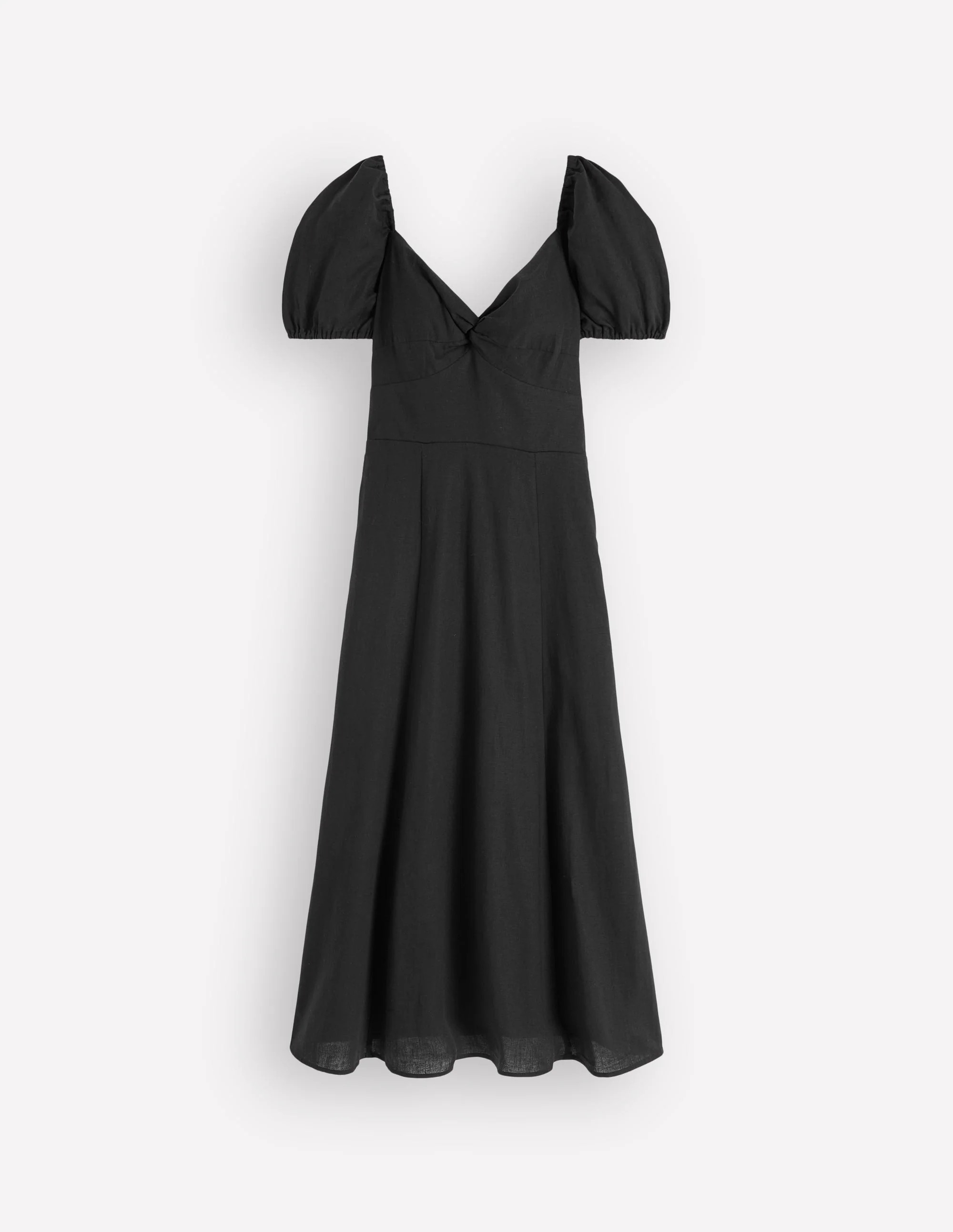 Twist Front Linen Blend Dress-Black | Boden (US)