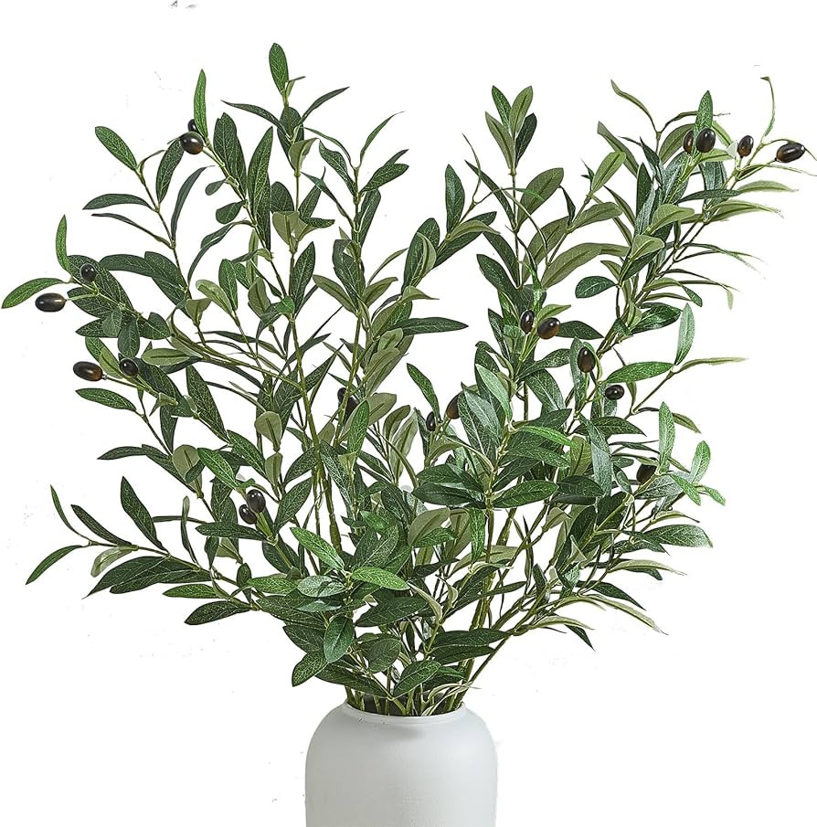 2 PCS 39 Inch Faux Olive Branches Artificial Flowers Greenery Stems Olive Tree Branch for Vase Fi... | Amazon (US)