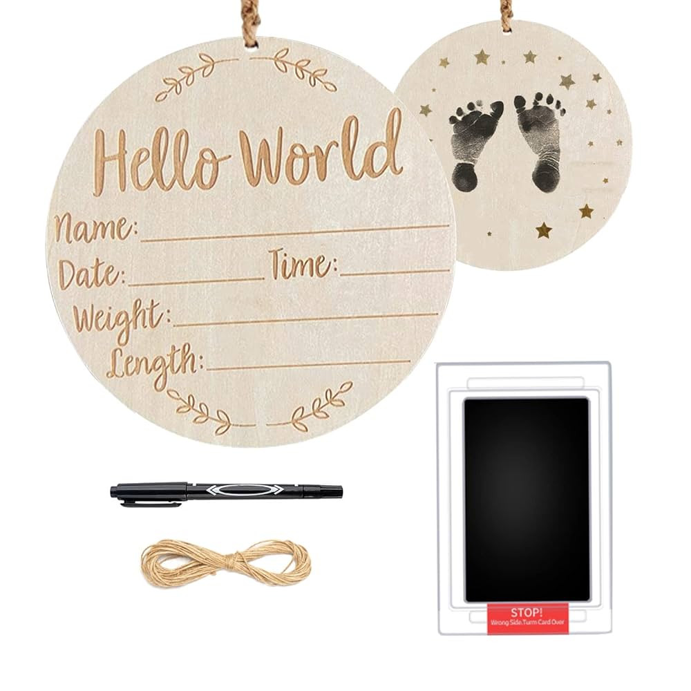 Goxozzy Baby Announcement Sign, Double Side Wooden Birth Announcement Sign for hospital Hello Wor... | Amazon (US)