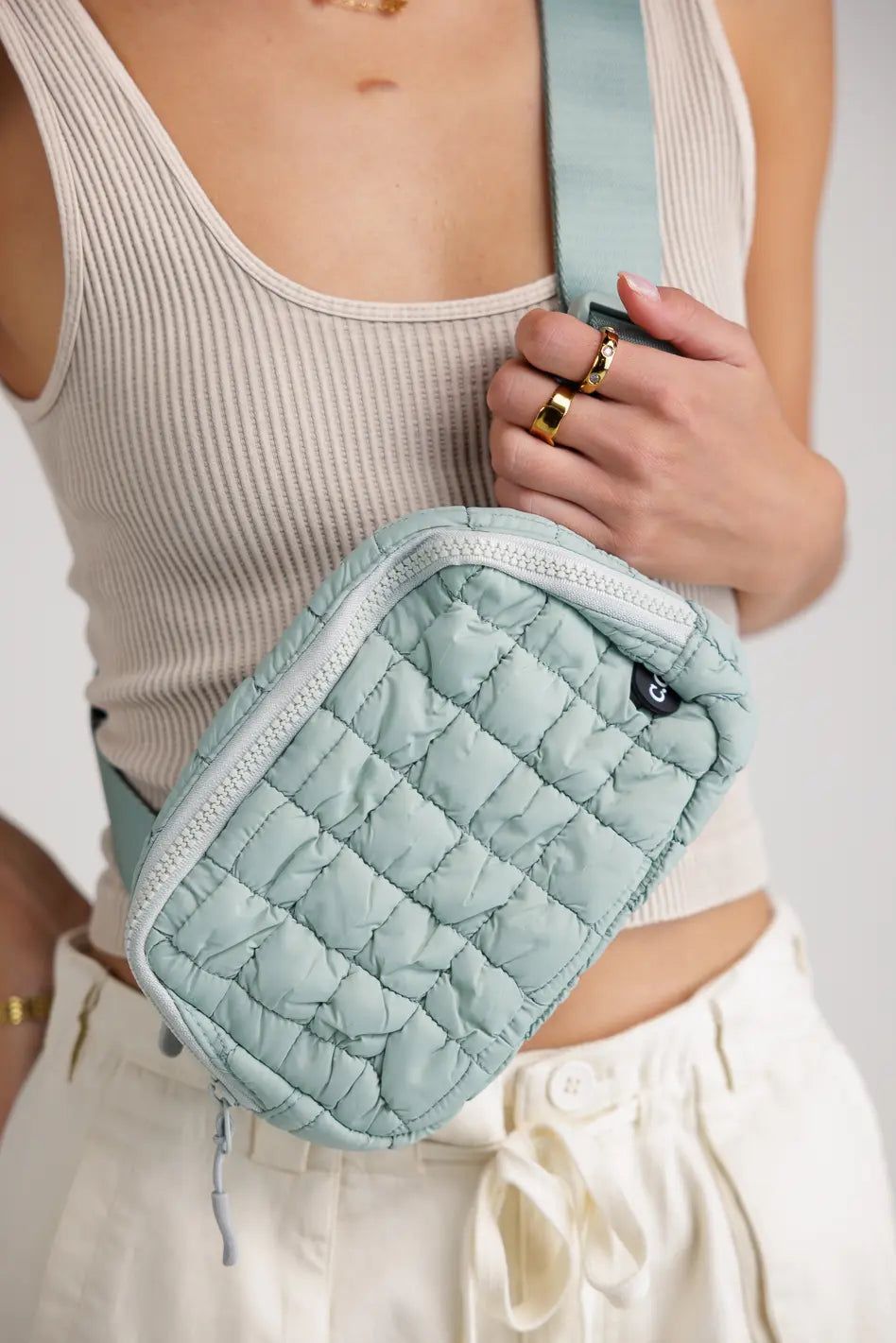 Nylah Quilted Crossbody in Sage | Bohme