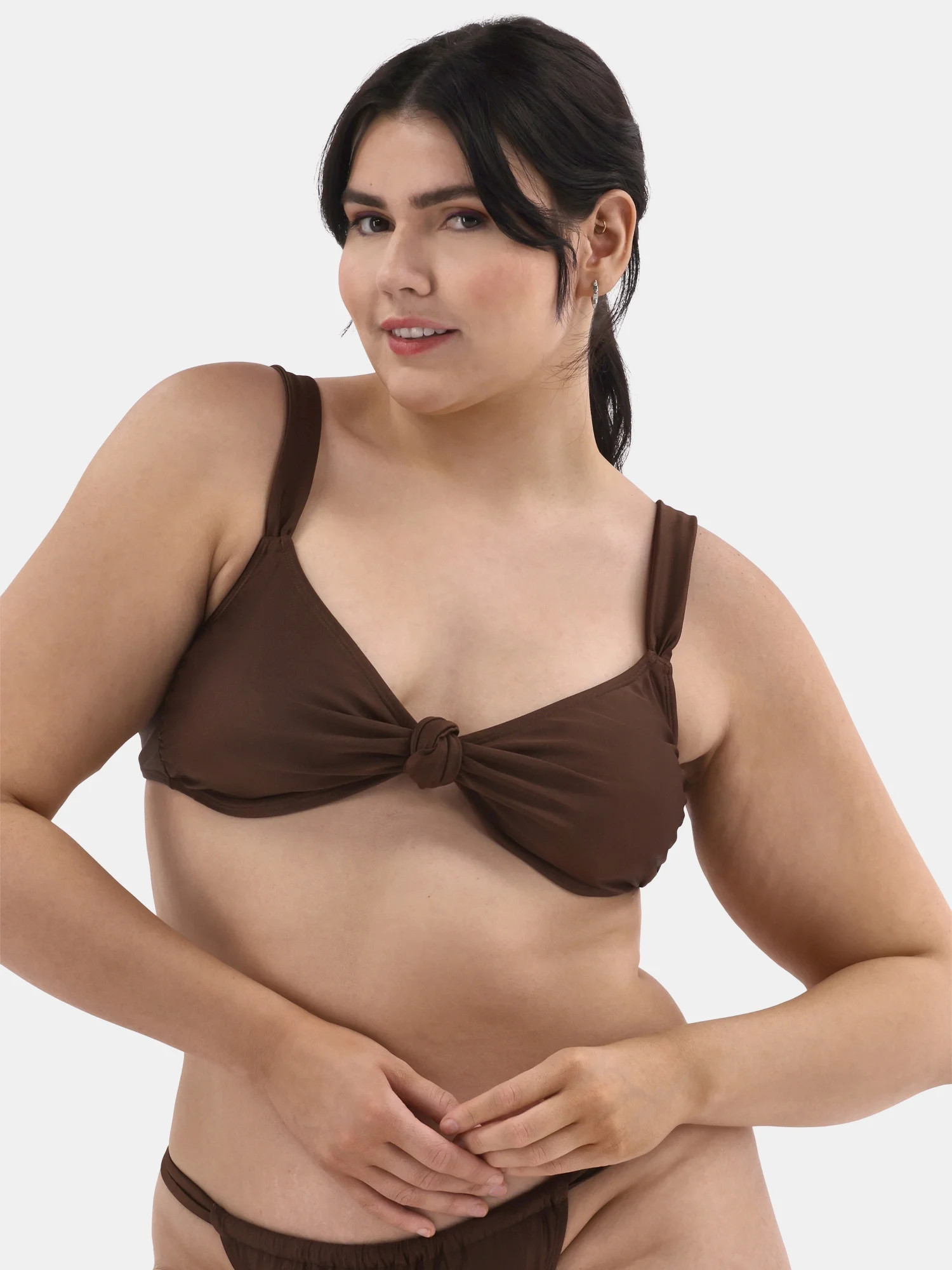 No Boundaries Wide Strap Knot Bralette Swim Top, Women's | Walmart (US)