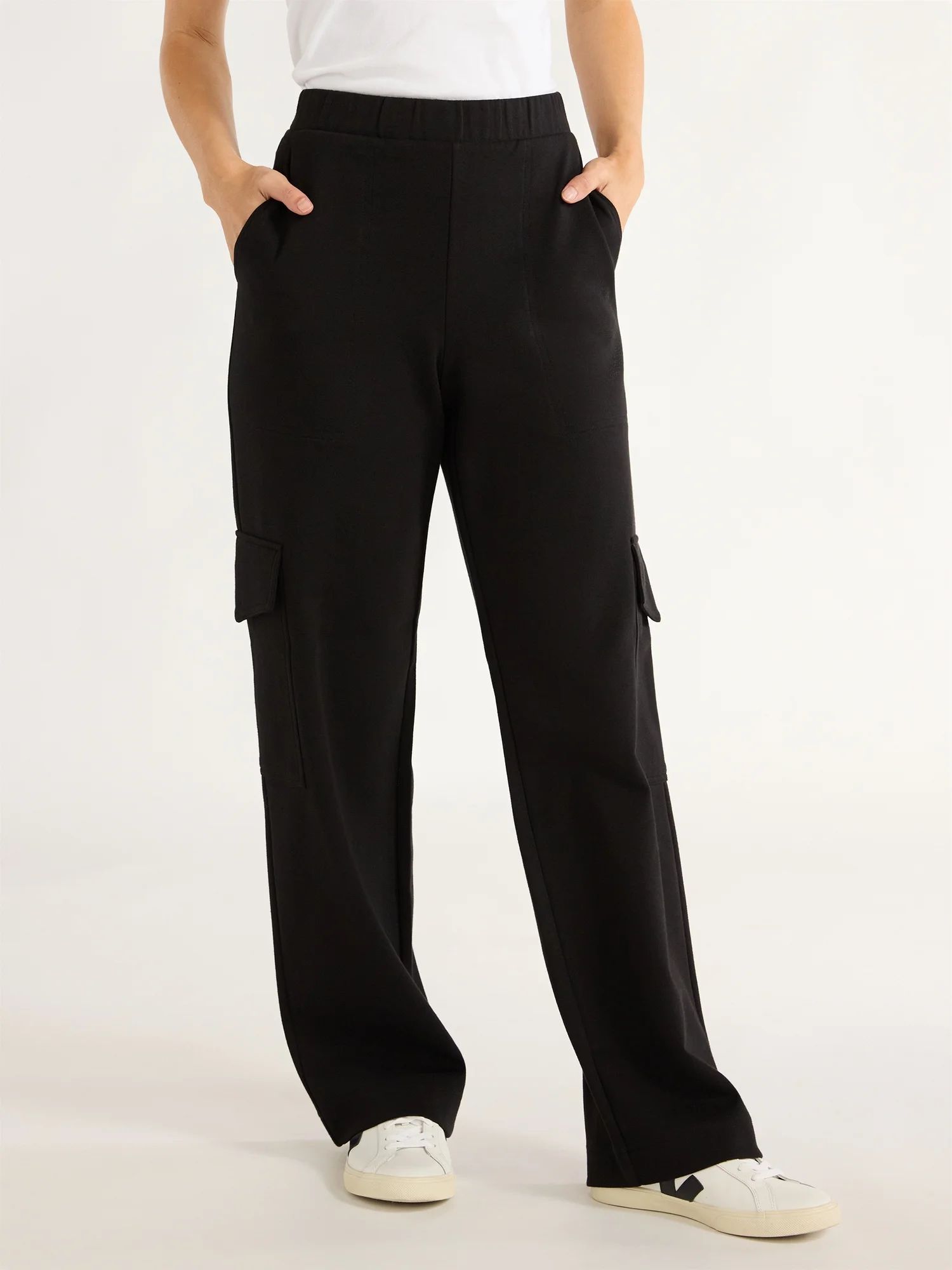 Free Assembly Women's Wide Leg Knit Cargo Pants, 30” Inseam, Sizes XS-XXL | Walmart (US)