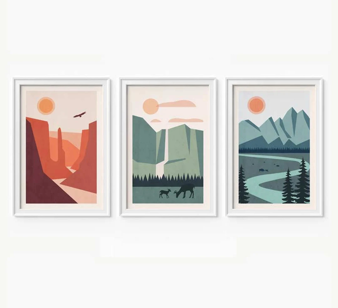 National Park Art, Set of 3 Prints, National Park Poster, National Park Print | Etsy (US)