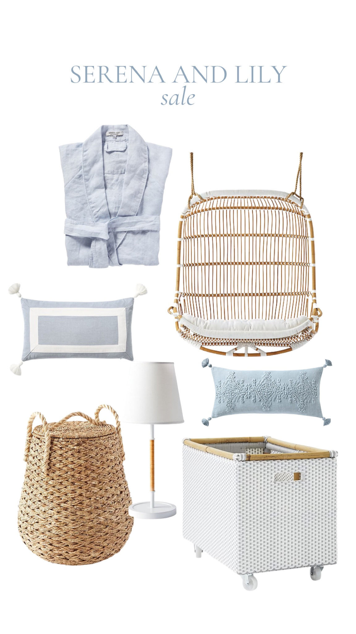 Serena and Lily sale, coastal, lake house, beach, blue, white, rattan, white , pillow, tassel, swing, outdoor furniture, cart, woven, table lamp, home decor inspo 

#LTKstyletip #LTKhome #LTKsalealert