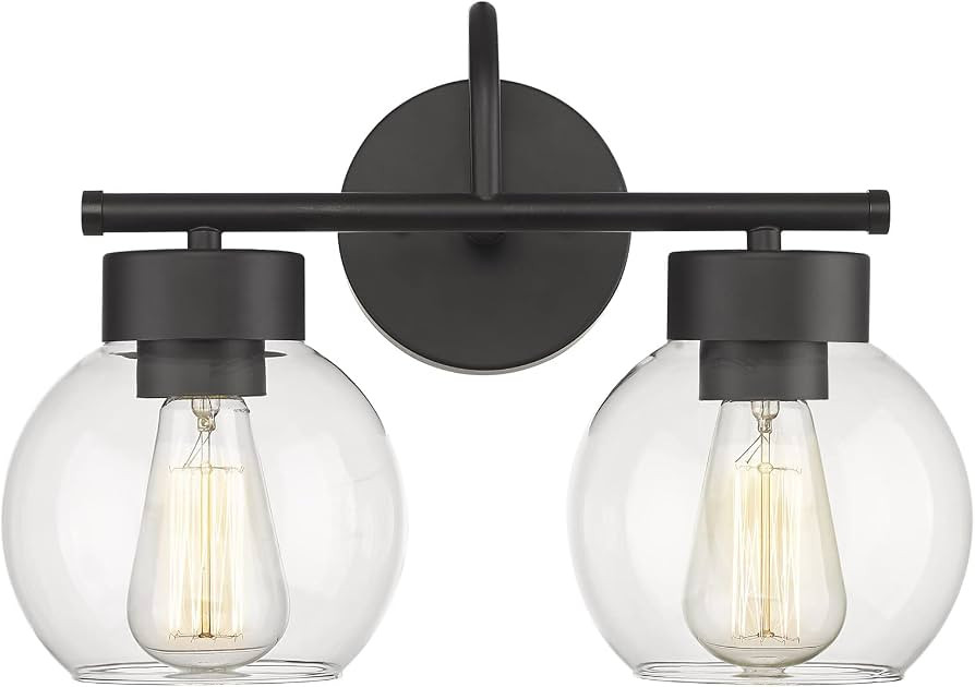 EAPUDUN 2-Light Black Vanity Light Fixtures Over Mirror with Clear Glass Shades,Industrial Wall L... | Amazon (CA)