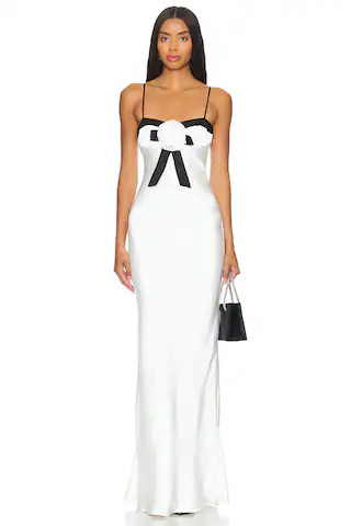 MAJORELLE Veronica Gown in Ivory & Black from Revolve.com | Revolve Clothing (Global)