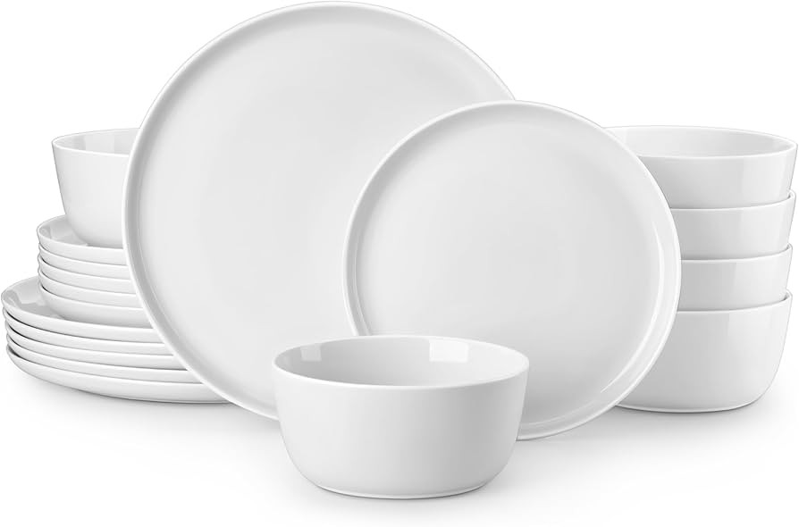MALACASA 18 Pieces Gourmet Porcelain Dinnerware Sets, Premium Plates and Bowls Set, High-Fired Ce... | Amazon (US)