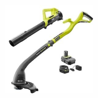 RYOBI ONE+ 18V Cordless String Trimmer/Edger and Blower/Sweeper Combo Kit with 2.0 Ah Battery and... | The Home Depot
