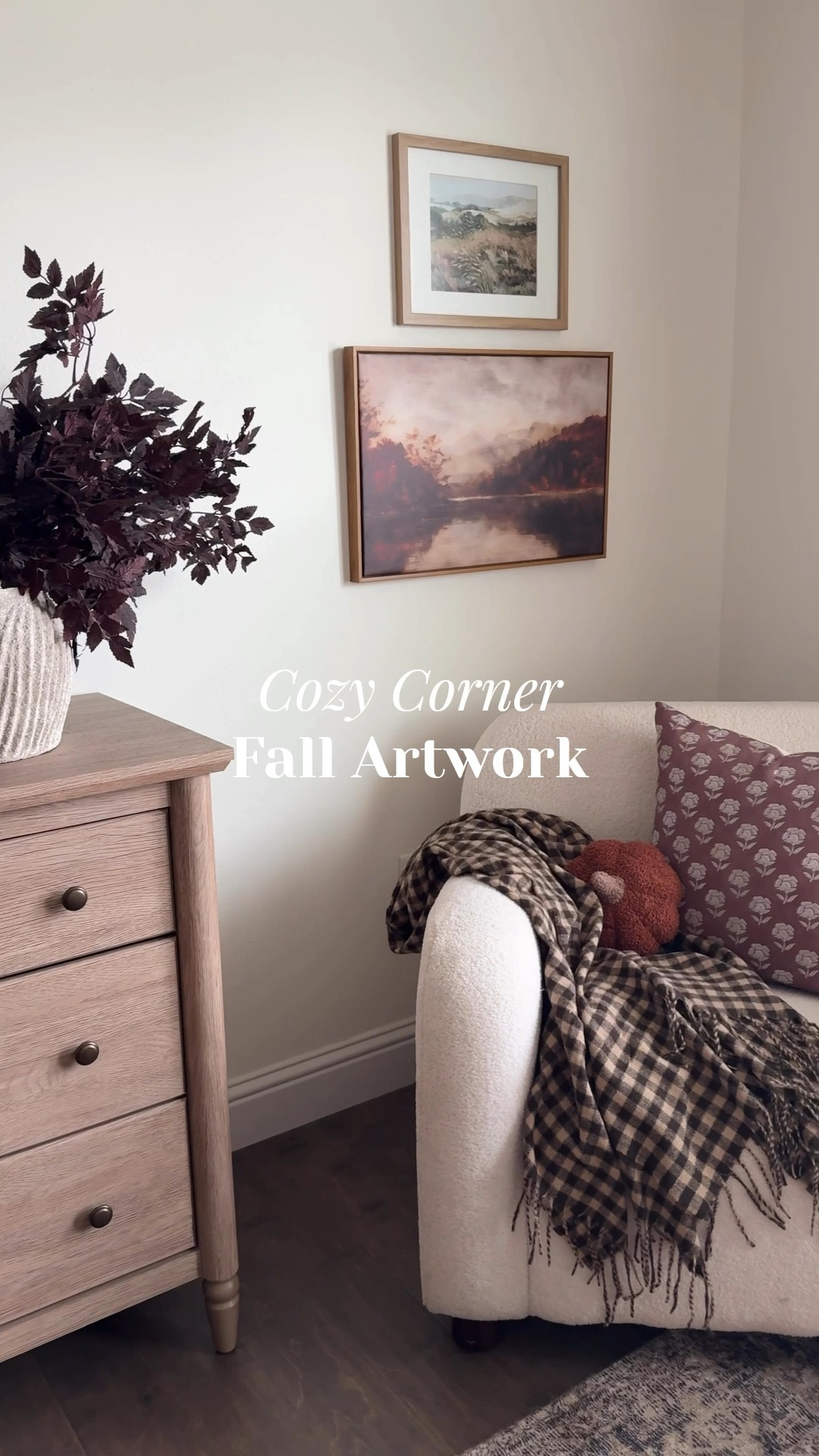 Cozy corner fall artwork 🍂 Swapped in a new piece of art for the bedroom corner and I’m loving the warm, moody tones it adds. The perfect touch for cozy season!

#LTKStyleTip #LTKHome #LTKFindsUnder50