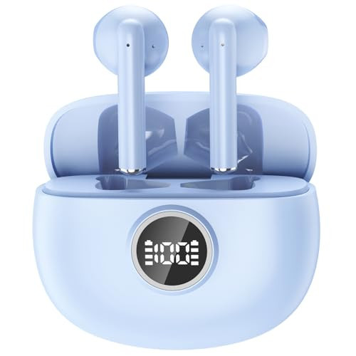 Wireless Earbuds Bluetooth 5.3 Headphones in Ear with 4 ENC Mic, 40 Hrs Lightweight Sport Bluetooth Earbuds,2024 Deep Bass Stereo Ear Buds, LED Display/IP7 Waterproof Wireless Earphones-Purple | Amazon (US)