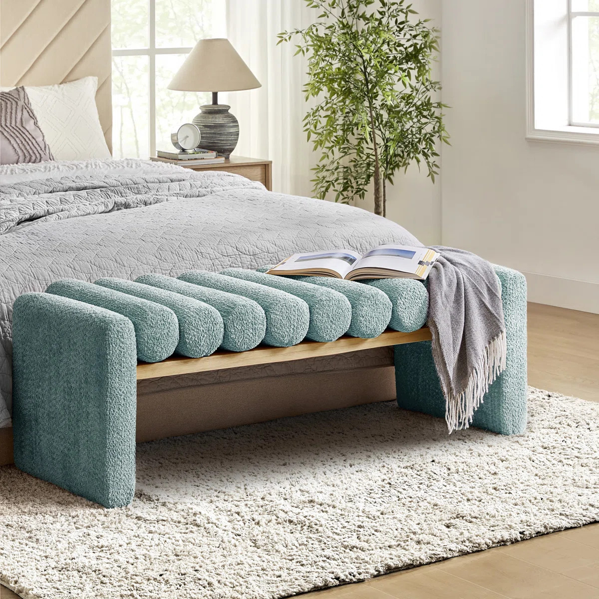 Brame 52.5"W Modern Upholstered Bench with Solid Wood Construction | Wayfair North America