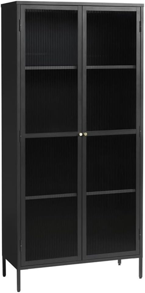 Modern Tempered Glass & Steel Display Cabinet with 2 Hinged Doors and 4 Adjustable Shelves, Frees... | Amazon (US)