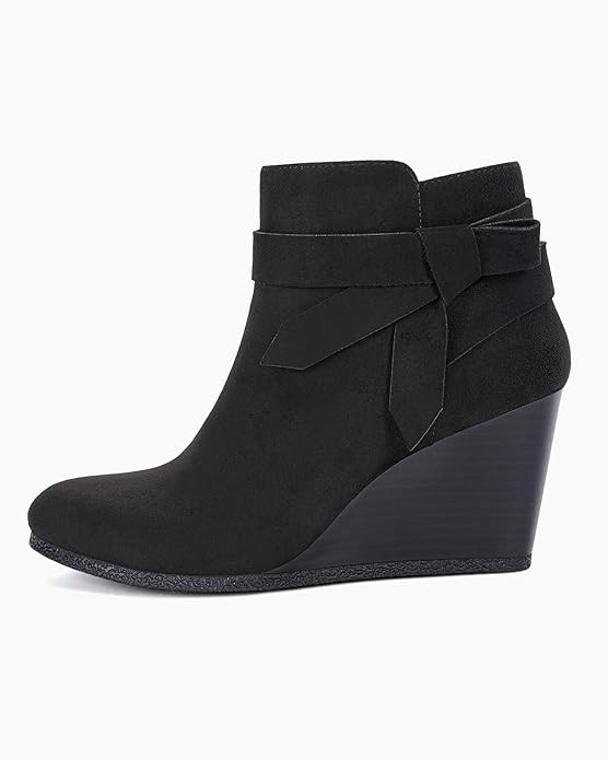 Coutgo Womens Wedge Booties Tie Knot Ankle Boots Western Stacked Heeled Side Zipper Fall Dress Sh... | Amazon (US)