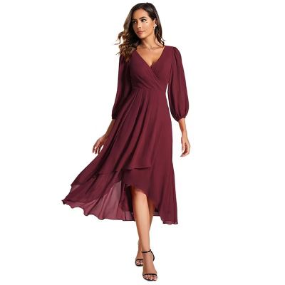 Ever-Pretty Long Sleeves Pleated Ruffles Chiffon Wedding Guest Dresses | Target