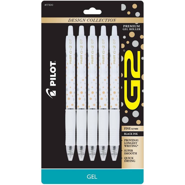 Pilot 5pk G2 Design Collection Dots Gel Pens Fine Point 0.7mm Black Ink | Target