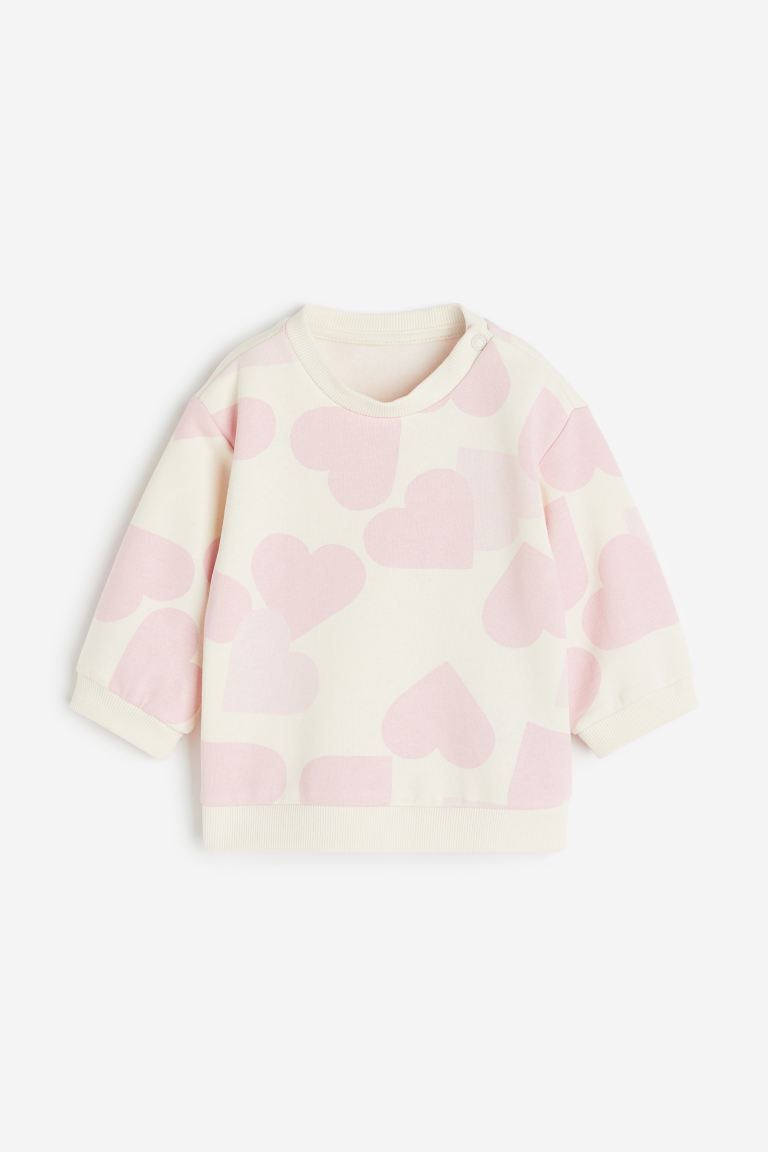 Sweatshirt - Cream/hearts - Kids | H&M US | H&M (US + CA)