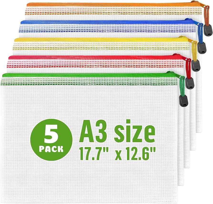 5 Pack A3 Mesh Zipper Pouch Bags - Plastic Zipper Pouches for Organizing 17.7x12.6 in - Board Gam... | Amazon (CA)
