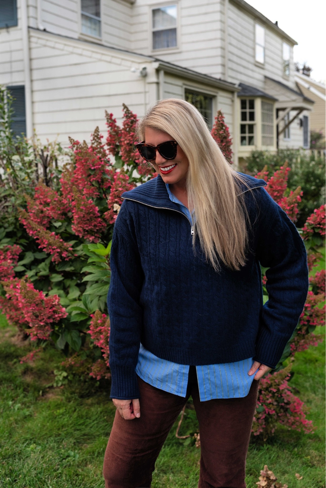 This cashmere cable-knit quarter zip sweater is SO GOOD 💙💙💙comes in more colors and a stripe too.

Classic style, fall sweater, navy sweater, preppy, J. Crew, fall sweater