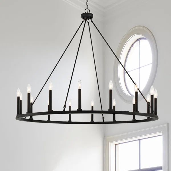 Finchley 16 - Light Dimmable Wagon Wheel Chandelier | Wayfair North America