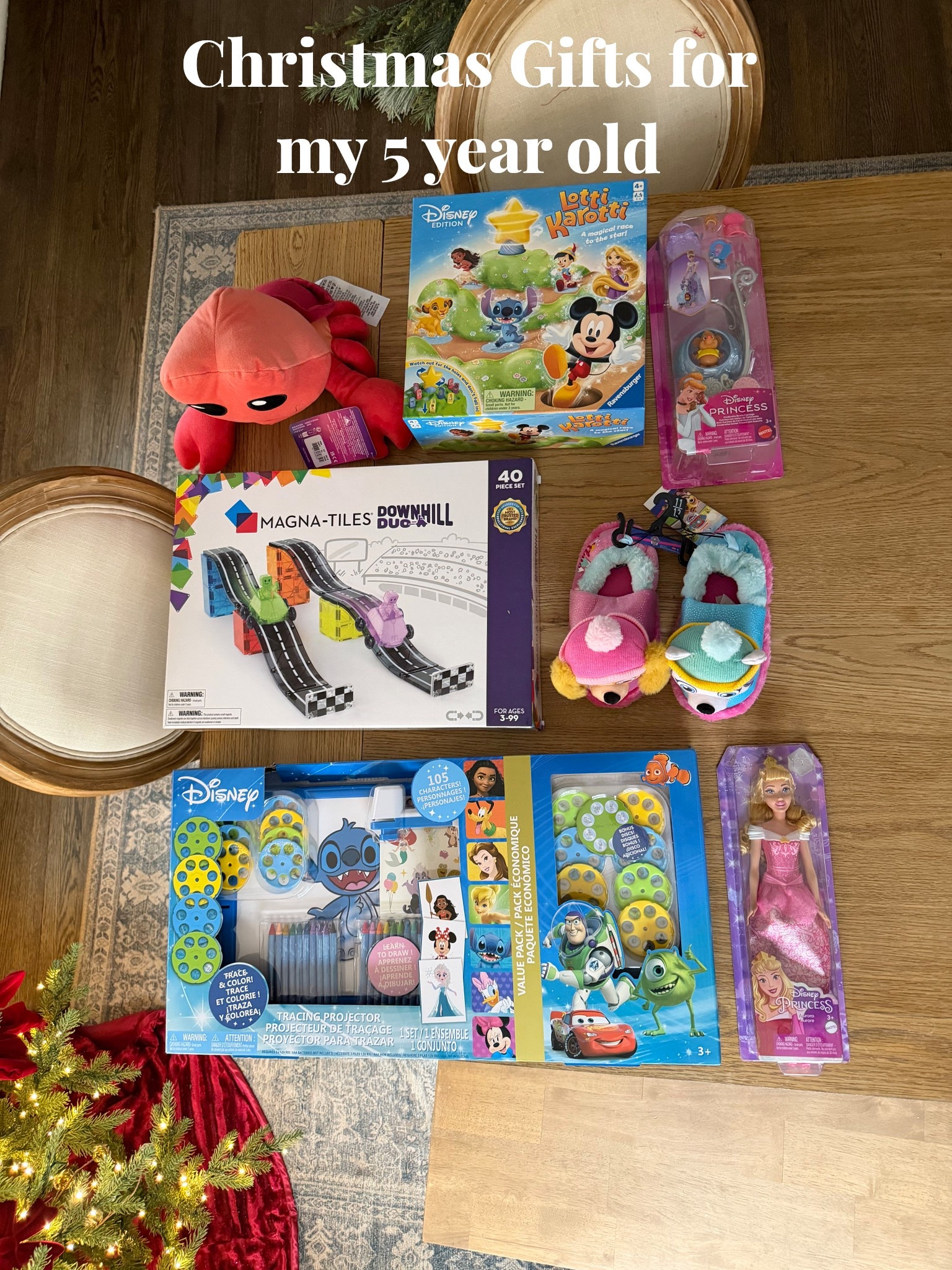 Christmas gifts for my 5-year-old this year 🎁 All new picks we bought for this Christmas: the Magna-Tiles Downhill Duo set, a Disney Mickey play set, Stitch + Disney Princess activity sets, fuzzy character slippers, a plush red crab, and a Disney Princess doll in a pink gown.

Linking everything in one place for easy gift ideas for 5-year-old girls, Disney gifts for kids, Magna-Tiles STEM toys, Disney Princess dolls, and holiday toy ideas. Save to your lists, compare options, and shop whenever you’re ready.

#LTKGiftGuide #LTKCyberWeek #LTKKids