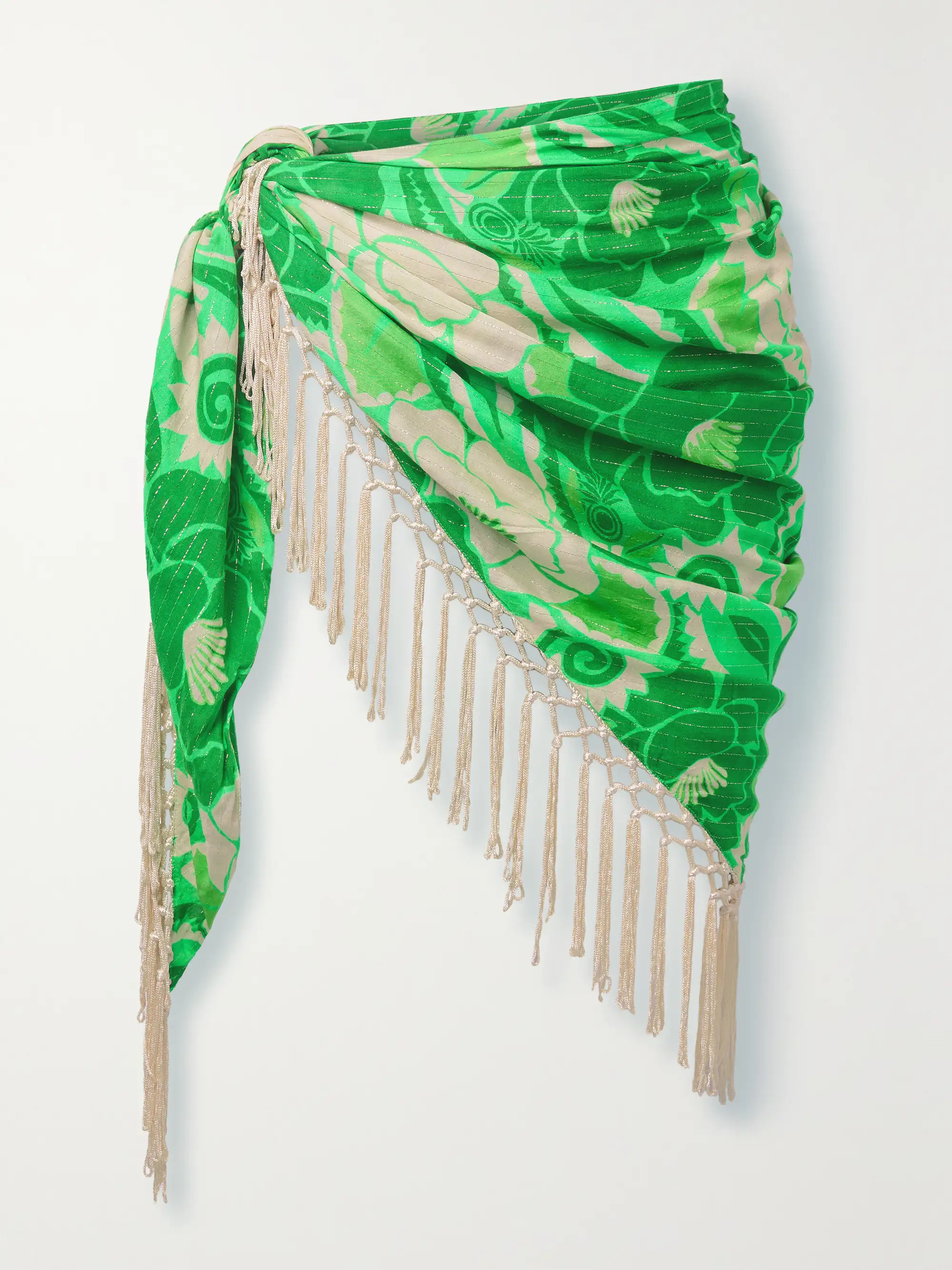 Fringed printed metallic voile pareo | NET-A-PORTER APAC