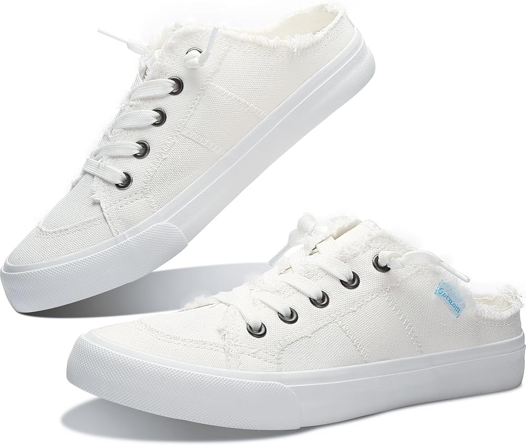 Obtaom Women Canvas Mules Memory Foam Clipper Fashion Sneakers Comfortable Slip-On Mule Backless ... | Amazon (US)