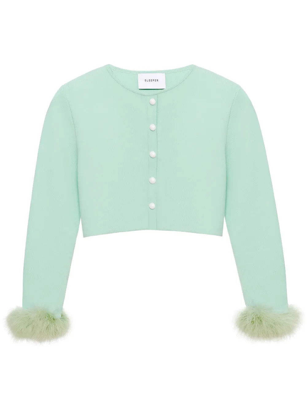 Sleeper feather-trim Cropped Cardigan - Farfetch | Farfetch Global