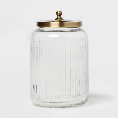Large Bath Glass Canister Brass - Threshold™: Elegant Storage Solution for Bathroom Essentials, 57.4oz Capacity | Target