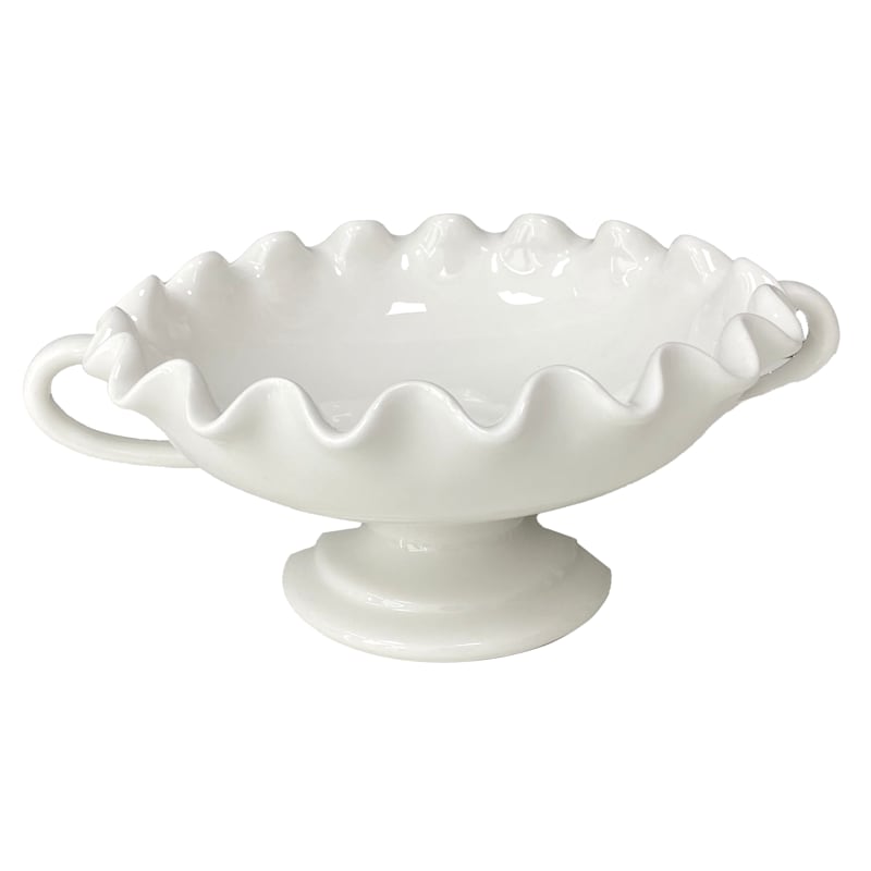 Willow Crossley White Ceramic Pie Crust Edge Compote, 10.5" | At Home
