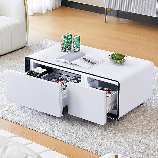 Smart Coffee Table with Fridge, 90L Smart Table with Built in Fridge, Wireless Charger, USB Port,... | Amazon (US)