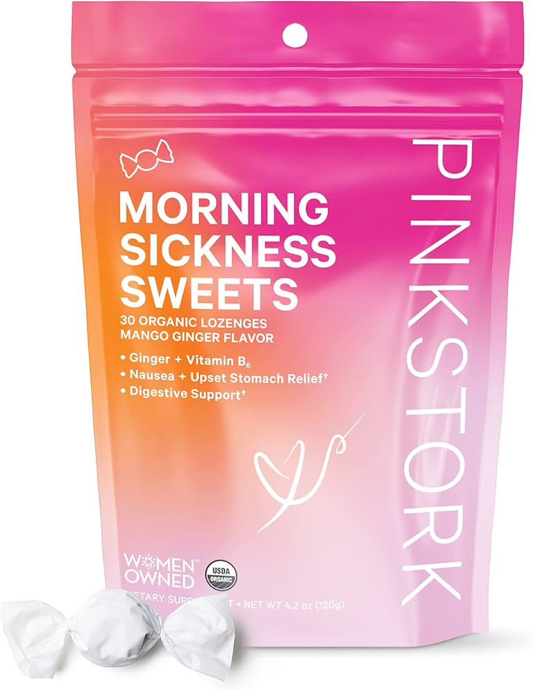 Pink Stork Morning Sickness Relief Sweets: Organic Ginger Mango Morning Sickness Candy for Pregna... | Amazon (US)
