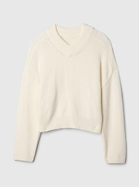 CashSoft Cropped High V-Neck Sweater | Gap (US)