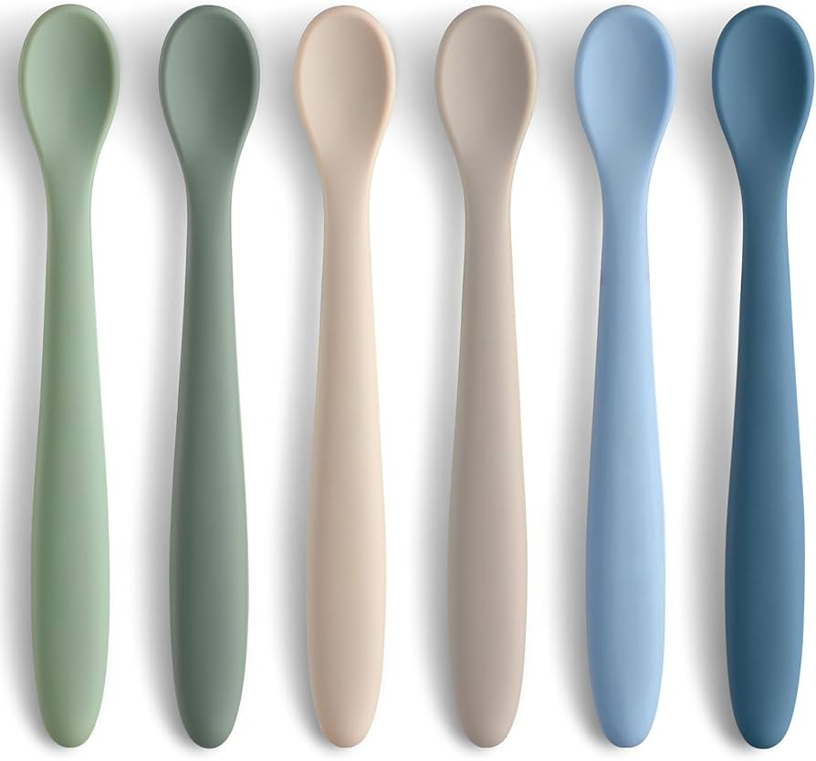 6 Piece Silicone Baby Feeding Spoons, First Stage Infant Soft-Tip Easy on Gums, Training Spoon Se... | Amazon (US)