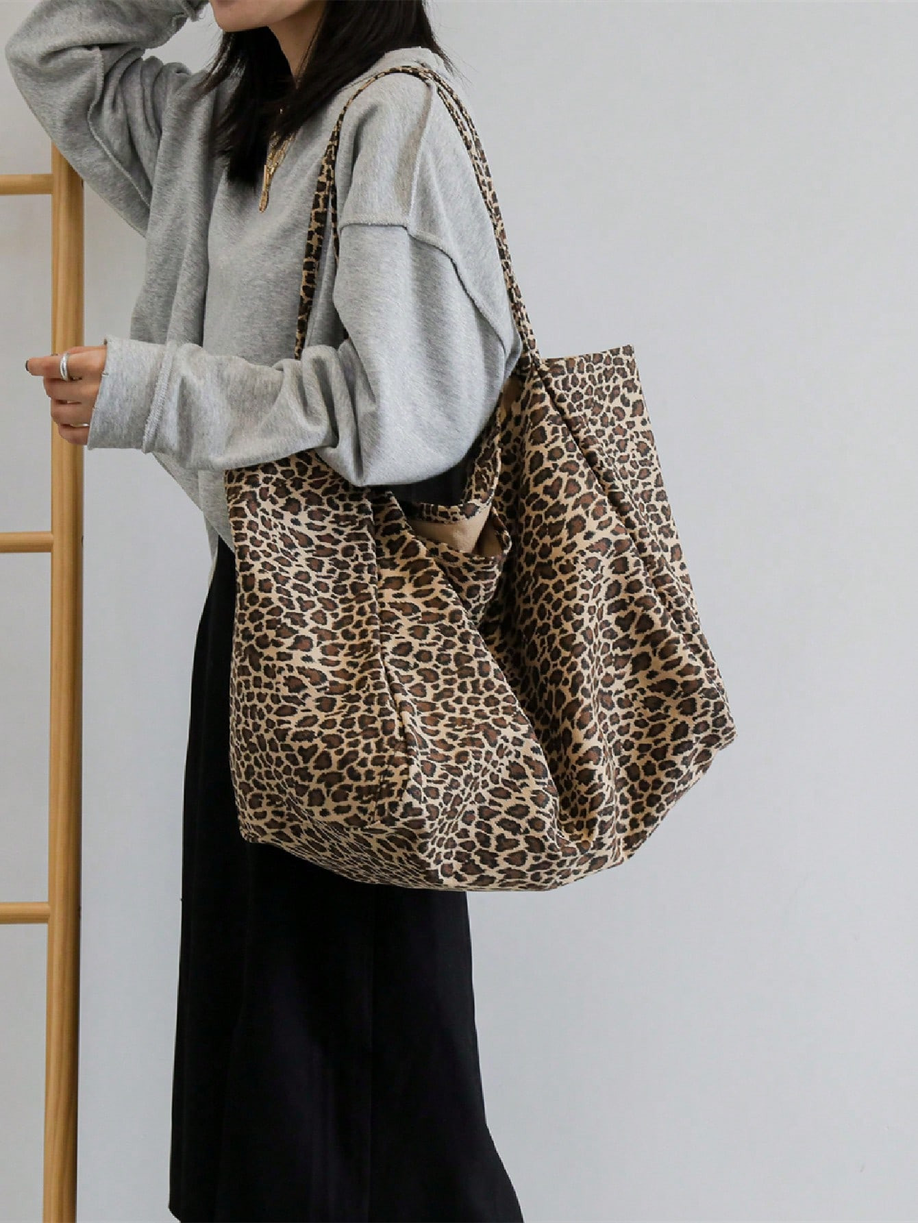 Large Capacity Leopard Print Tote Bag, Suitable For Middle/High School Students, College Students... | SHEIN