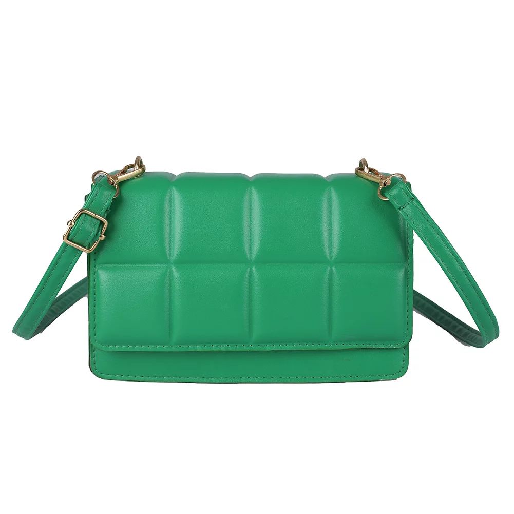 Women Chocolate Square PU Leather Flap Shoulder Bags Flap Handbags (Green) | Walmart (US)