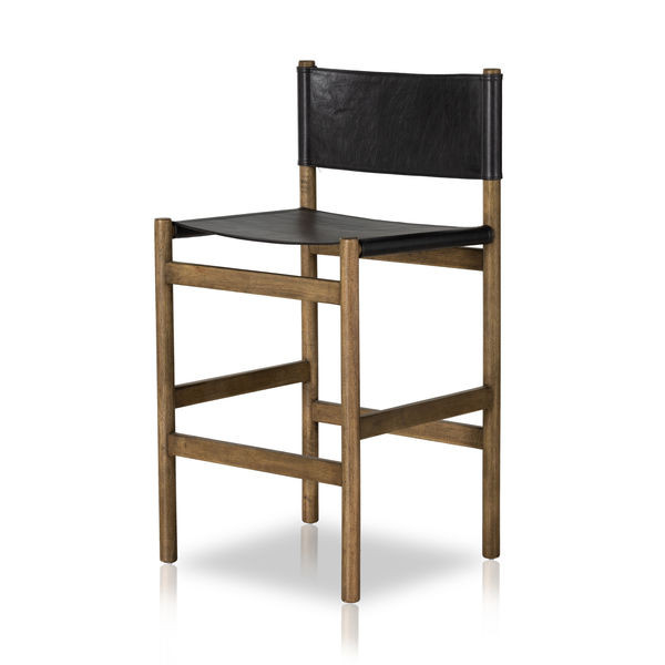 Kena Leather Black Bar Stool | Scout & Nimble