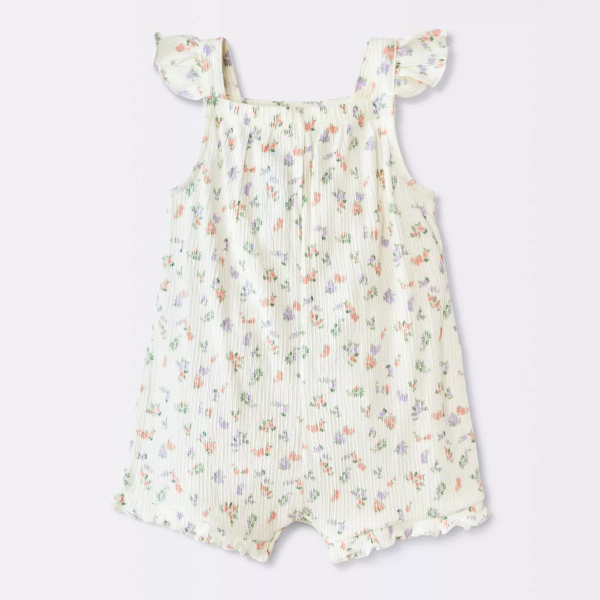 Baby Girls' Floral Ruffle Romper - Cloud Island™ Off-White 12M | Target