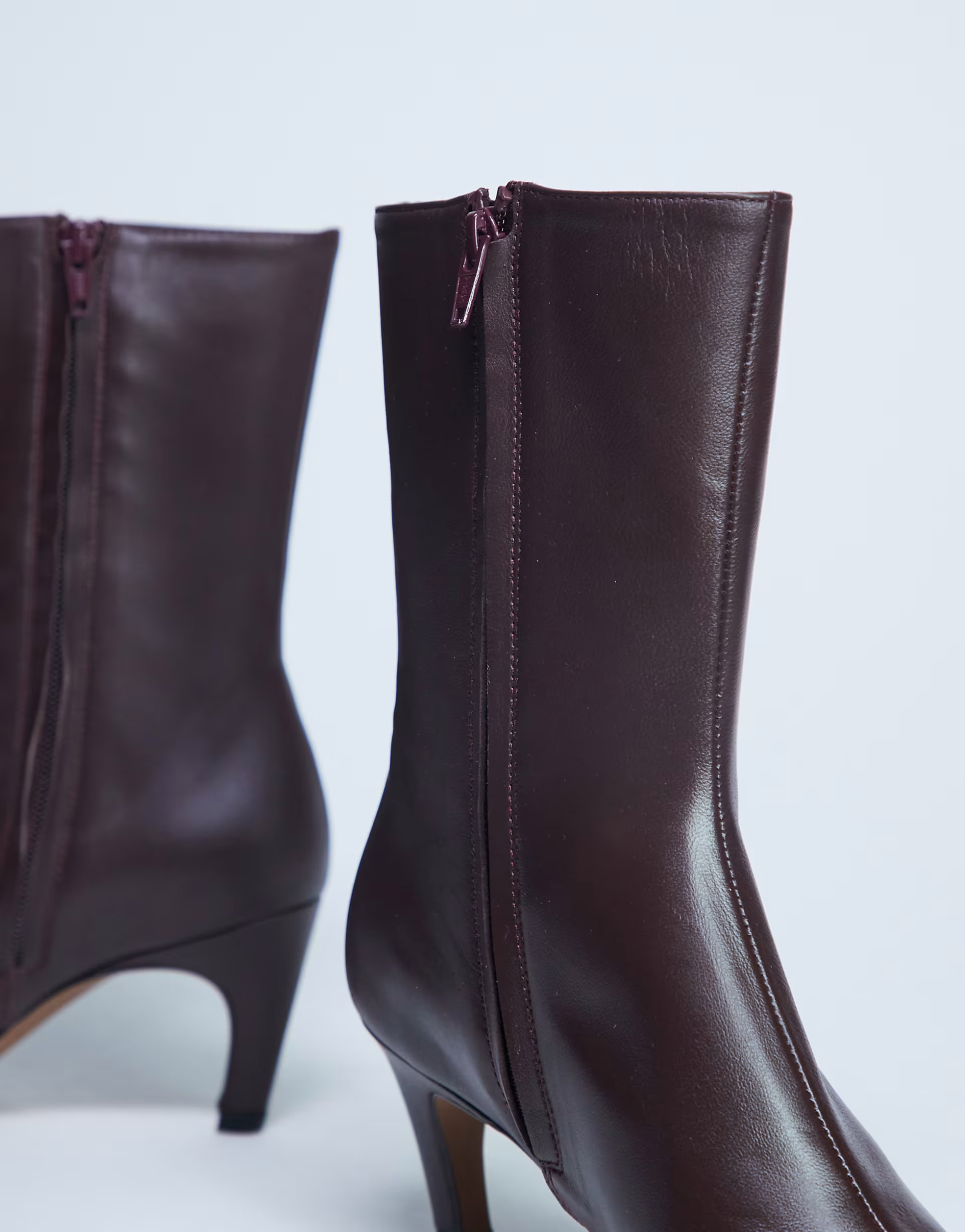 Topshop Neeve premium leather high heeled ankle boots in burgundy | ASOS (Global)