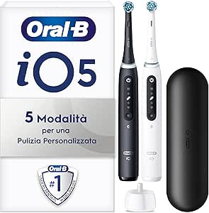 Oral-B Spazzolini Elettrici Ricaricabili iO 5 Bianco e Nero, 2 Spazzolino Elettrico, 2 Testine Or... | Amazon (IT)