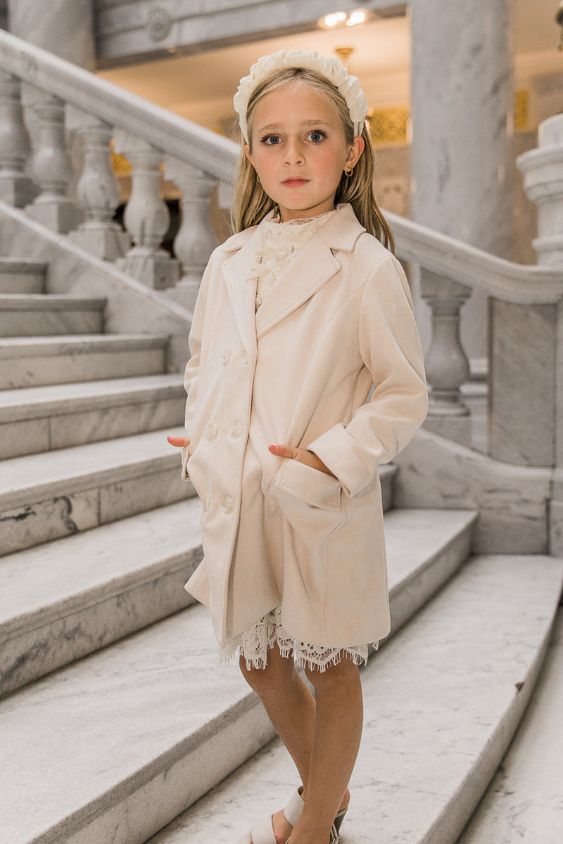 Mini Tabitha Coat in Cream Suede | Ivy City Co