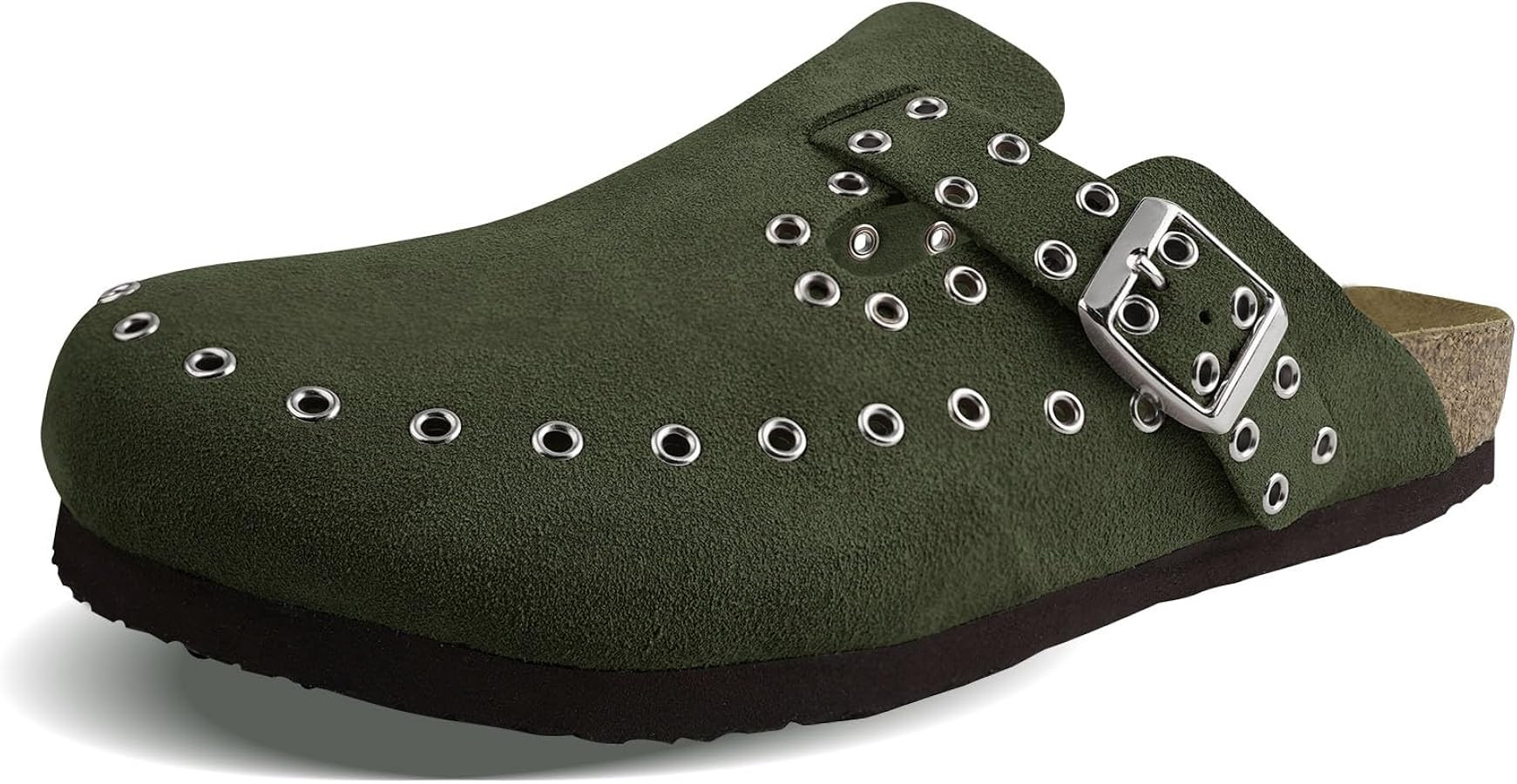 Women's Suede Clogs Leather Mules Cork Footbed Rivet Potato Shoes with Arch Support Men's Comfort... | Amazon (US)