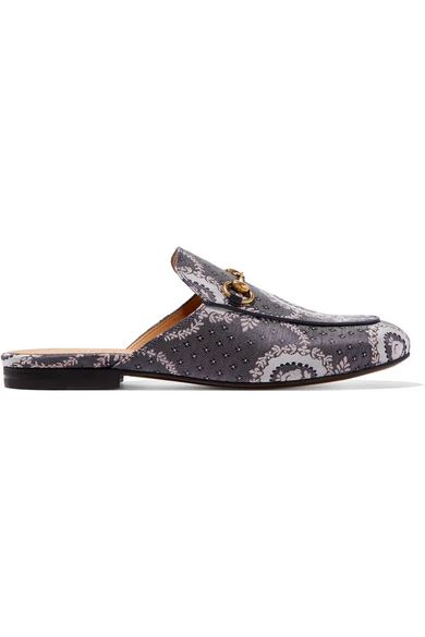 Horsebit-detailed jacquard slippers | NET-A-PORTER (US)