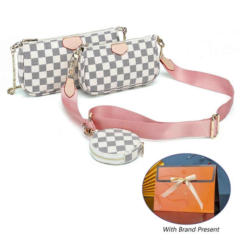 RICHPORTS Checkered Shoulder Bags Fashion Handbags For Womens 7PCS Set | Walmart (US)
