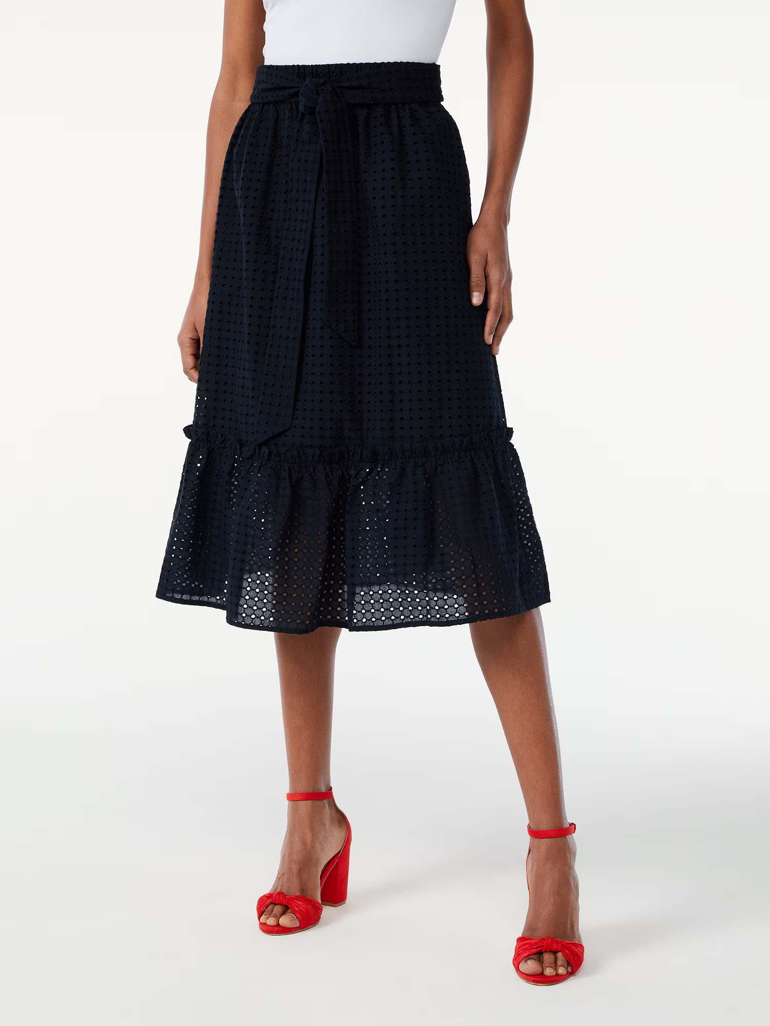 Scoop Women's Bow Tie Tier Midi Skirt - Walmart.com | Walmart (US)