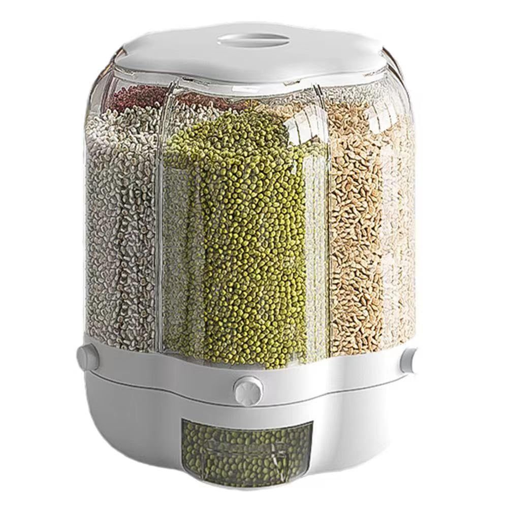 Rice and Grain Dispenser【can hold 20-25lbs】, 360° Rotating Food Storage Container, 6-Compart... | Amazon (US)