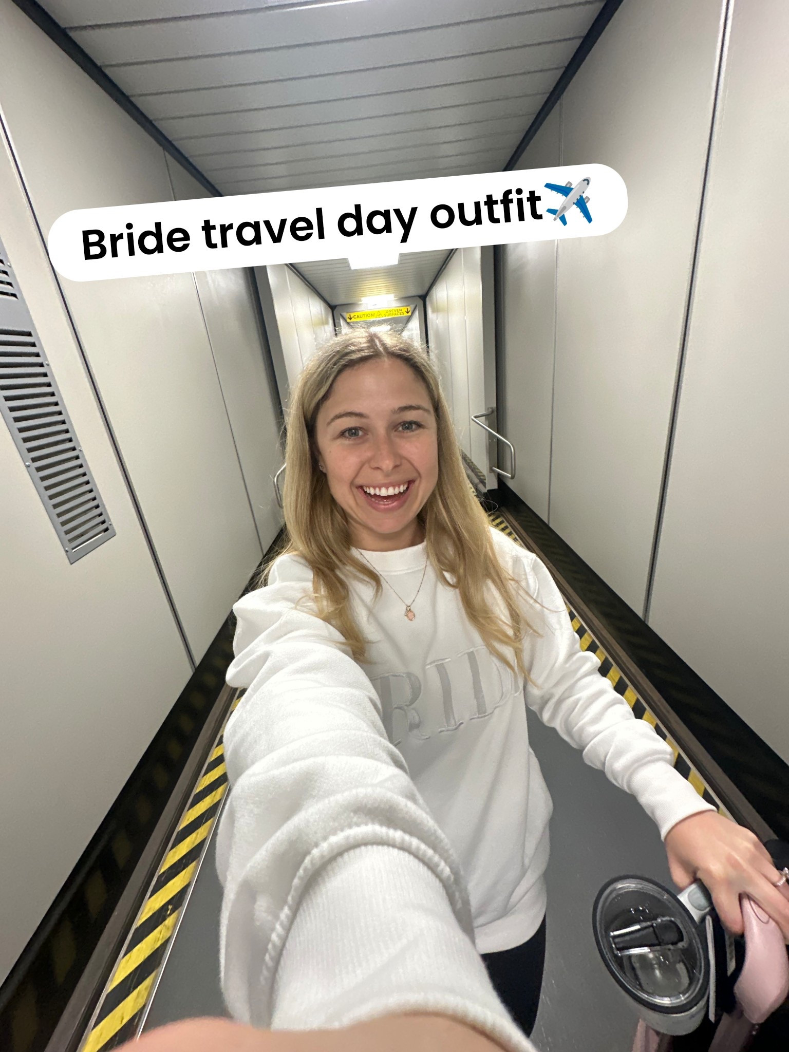 Bride travel day outfit ✈️ cozy white bride sweatshirt 🤍

#LTKootd #LTKgrwm #LTKWedding