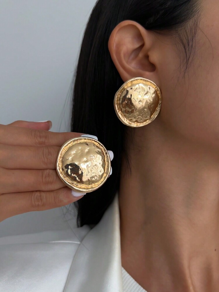 Asymmetrical metal round earrings  | SHEIN