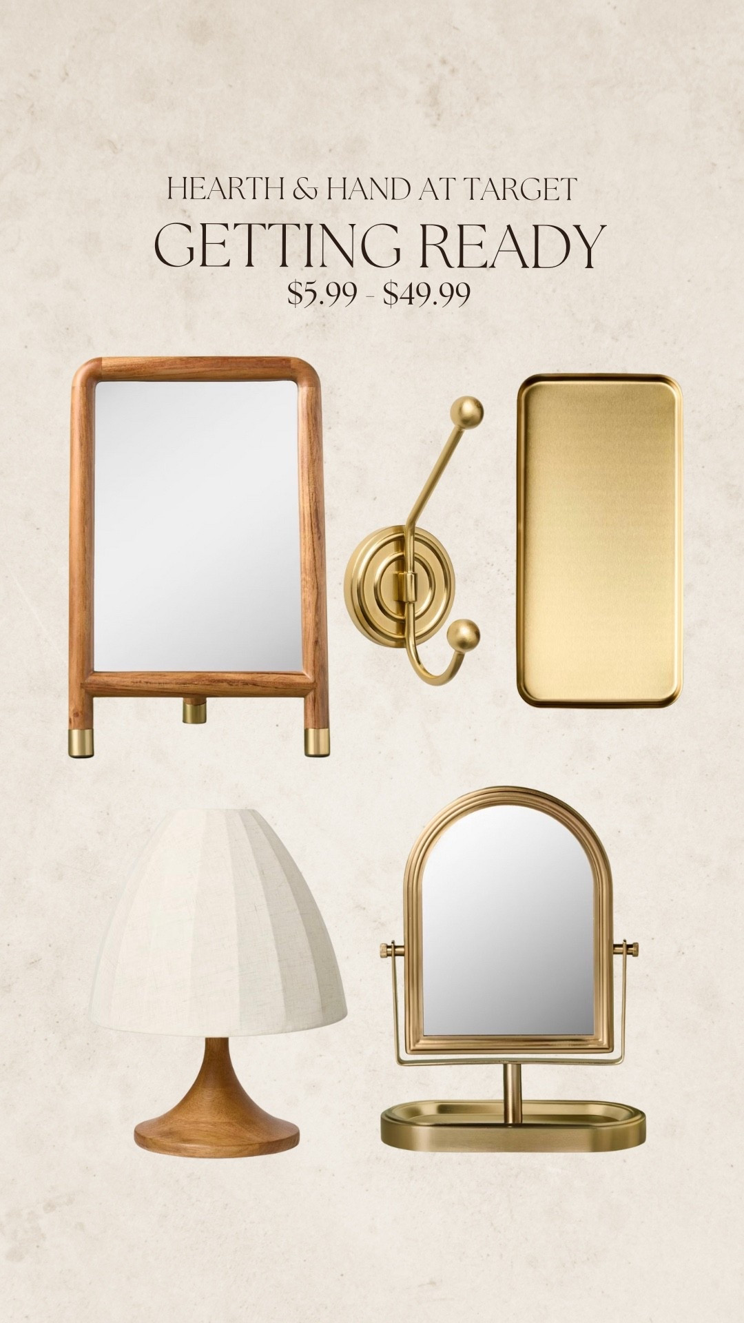Get ready with these new items from the Hearth and Hand collection at Target

Bathroom refresh
Vanity mirror
Brass wall hook
Brass counter tray
Small table lamp



#LTKgrwm #LTKHome